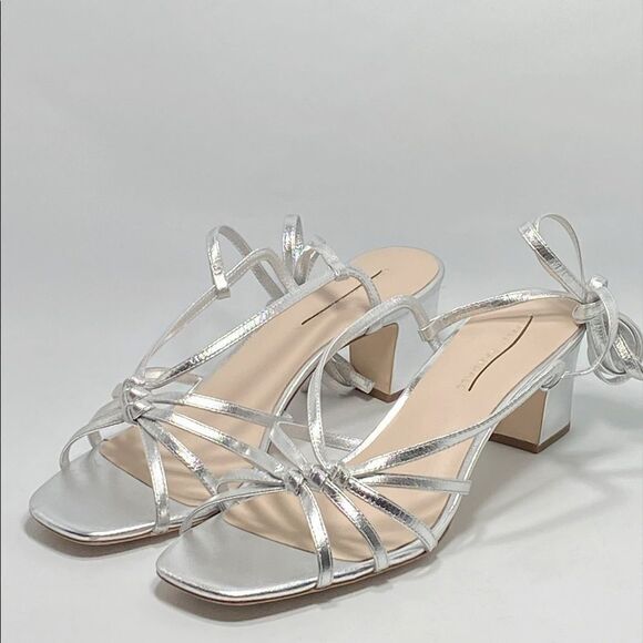 LOEFFLER RANDALL Libby Ankle-Wrap Metallic Leather Sandals size 11 - Picture 7 of 12